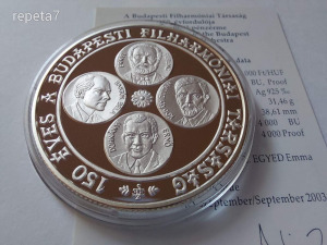 2003 Budapesti Filharmóniai Társaság 150éves ezüst 5000forint PROOF UNC -...