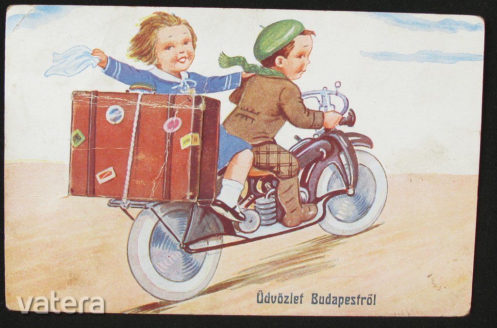 Budapest, leporello - gyerekek motorral, Részletek