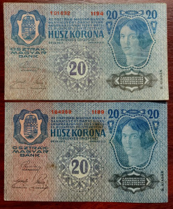 1913 évi húsz koronás bankjegyek