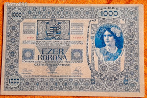 1902 -es ropogós 1000 Korona Magyar kiadású bankó Osztrák felülbélyegzéssel !!!! (L0525)