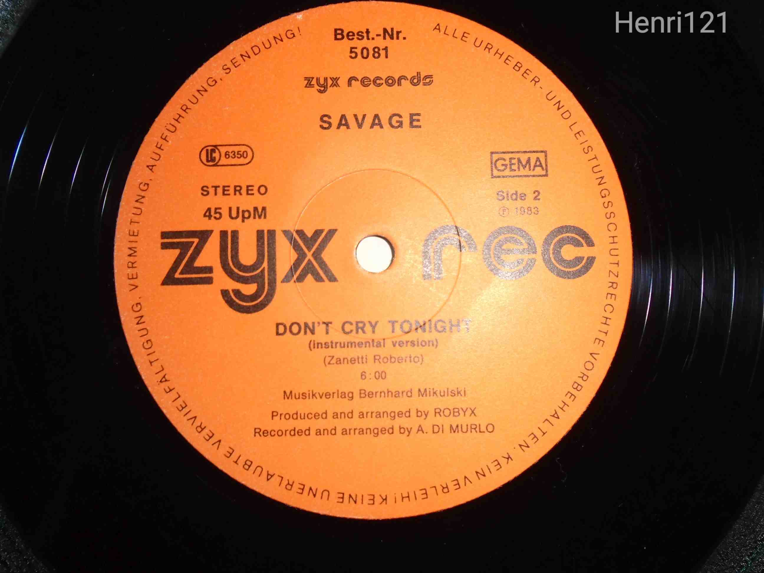 SAVAGE - DON'T CRY TONIGHT   12" MAXI LEMEZ 1983. (ITALO - EURO DISCO)