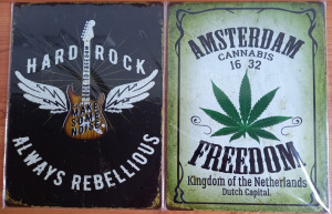 Dekorációs fém tábla (mindig lázadó kemény rock - Amsterdam 1932- a cannabis szabadsága) 30x40cm