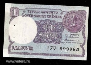 India 1 rúpia 1988 UNC