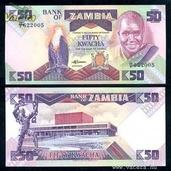 Zambia 50 Kwacha bankjegy (UNC) 1986