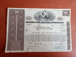 Eastern Gas and Fuel associates részvény 1969 USA