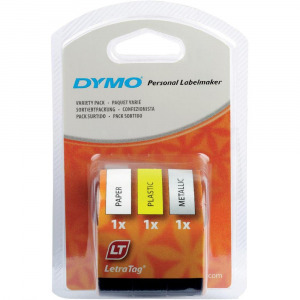 DYMO feliratozószalag készlet LetraTag, 12mm, fehér,sárga,ezüst/fekete, S0721800