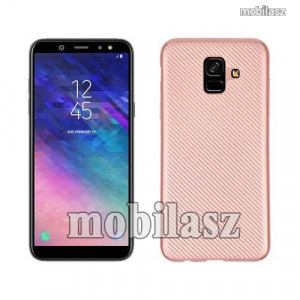 SAMSUNG SM-A600F Galaxy A6 (2018), Szilikon mobiltok, Karbon minta, Rose Gold