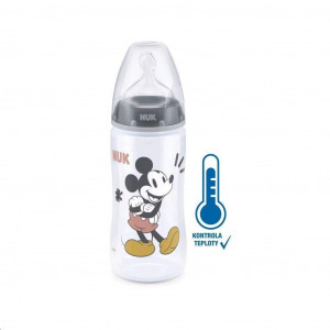 Baba tanuló itatópohár, cumisüveg Disney Mickey hőmérséklet jelzővel 300 ml szürke