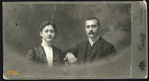Oroszy műterem, Nagybecskerek, Vajdaság, elegáns házaspár portréja, bajusz, 1890-es évek, Eredeti...