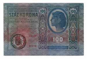 1912 100 korona román bélyegzés EF+