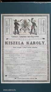 Vadászfegyver hirdetés 1860 körül - KISZELA KÁROLY vadászfegyverek revolverek      *82