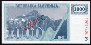 Szlovénia 1000 tolár Specimen UNC 1990