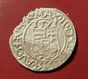 I.Miksa 1564-1576, ezüst denár 1571 K-B