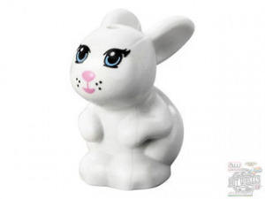 Lego Bunny / Rabbit, Friends, Sitting with Bright Light Blue Eyes, Bright Pink Nose and Mouth and...