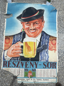 -AN341- Régi Részvény Sör Plakát Naptár 1940. 93x63 cm