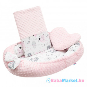 Luxus babafészek - párnával és paplannal New Baby Minkyből rózsaszín