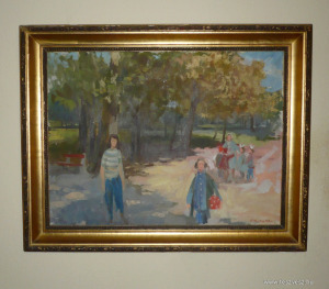 Silberhorn Tibor Öszi nap című szignózott olajfestménye, 78,5x58,5 cm.-s keretezett festmény