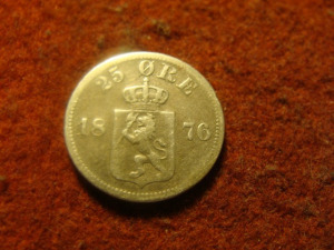 Norvégia ezüst 25 öre 1876 ritka típus