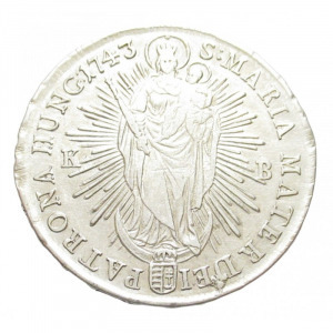 Magyarország, Mária Terézia 1 tallér 1743 KB VF+, 28.82g875