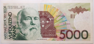 Belgium 5000 frank 1992 VF tesztbankjegy ritka
