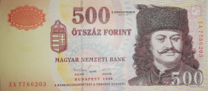 1998-as 500 forintos nyomdafriss bankjegy.