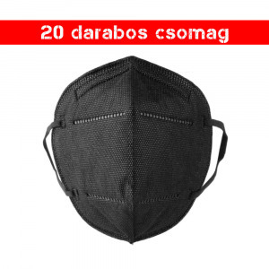 Fekete KN95 légzésvédő arcmaszk / szájmaszk (FFP2) - 20 darabos csomag