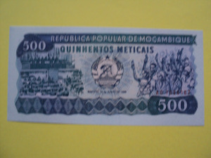 Mozambik, 500.- Meticais, 19896 UNC.