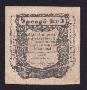 5 pengő krajcár F 1849