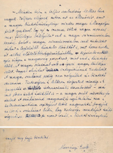Harsányi Zsolt kézirat (20 soros nyilatkozata a magyar színházak szabadsága védelmében)