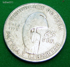 KUBA 25 CENTAVOS 1953 F