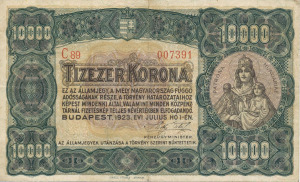 10000 Korona 1923.07.01. (C 89)  VG  Orell Füssli Zürich