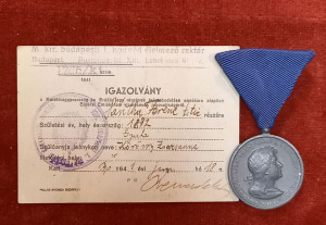 ERDÉLYI EMLÉKÉREM + VISELÉSI IGAZOLVÁNY, 1941