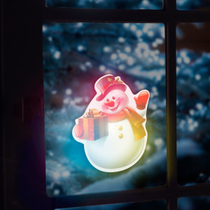 Karácsonyi RGB színes színváltós LED dekor - öntapadós - hóember