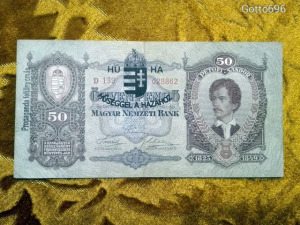 1936 -os Ropogós 50 pengő Hűséggel a Hazához Felülbélyegzett bankó Ritkább !!!!! (L0133)