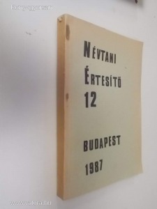 Névtani Értesítő 12 (Budapest 1987) (*65)