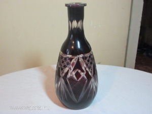 Csiszolt üveg (bordó) borosüveg 20cm-es