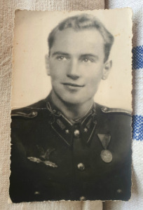 Horthy-Határvadász Tiszt-(Zászlós) Portréja-Nagyszalonta (Erdély)-1943-Képeslapméret-