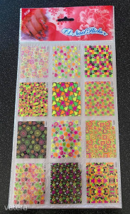 3D köröm matrica színes nagy méretű 12 darabos különböző mintás  2.  KÉSZLETEN
