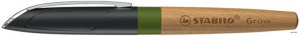 Töltőtoll, tölgyfa tolltest, zöld kiegészítővel, STABILO Grow