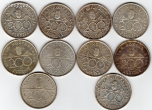 200 Forint 1992-93 10 darab szép állapotban