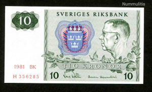 Svédország 1981 10 Korona UNC