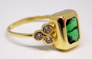 Zöld köves arany gyűrű (ZAL-Au 114045)