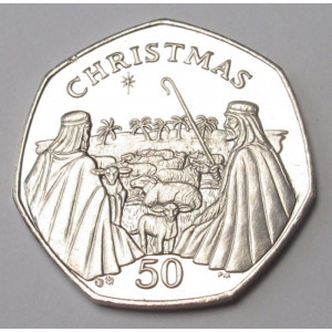 Gibraltár, 50 pence 2002 PP - Karácsony EF+