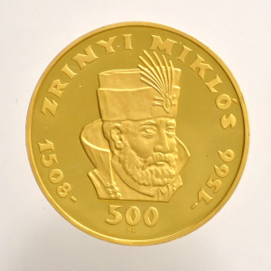 1966 Zrínyi  arany 500 forint  (42.05g/0.900 arany)  PP   ( PAP445 )