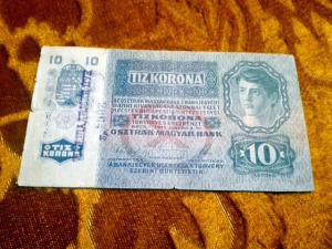 1915 -ös 10 Korona vízjeles bankó azonosítandó felülbélyegzéssel Ritkább !!! (L2177)