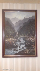 Park Joung Do (?) tájkép festmény patak , vízesés (meghosszabbítva: 3133591052) - Vatera.hu Kép