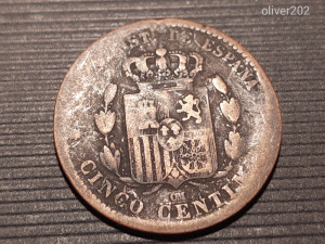 1879  SPANYOL  5  CENT  !!!