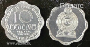 Sri Lanka 10 cent 1988 UNC Hullámos