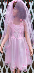 Koszorúslány ruha,báli ruha,hercegnő és királylány jelmez fátyollal 116 cm 4-6 évesre rózsaszín
