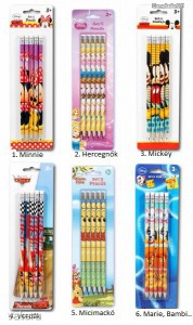 5db-os Disney mintás radíros grafit ceruza